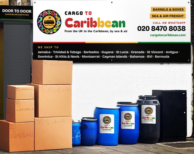 Cargo to Caribbean depot in Forest Gate with barrels and boxes in different sizes